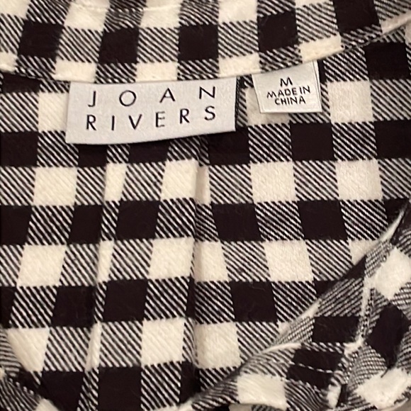 Joan Rivers shirt, flannel cotton, black/white checked, washable, M/L - Picture 5 of 8
